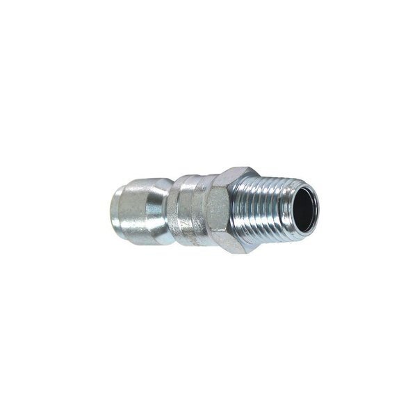 3/8 Inch x 1/4 Inch MPT Auto Coupler Plug Reducer - Silver, Interstate Pneumatics, Mfr#: CPA641Z